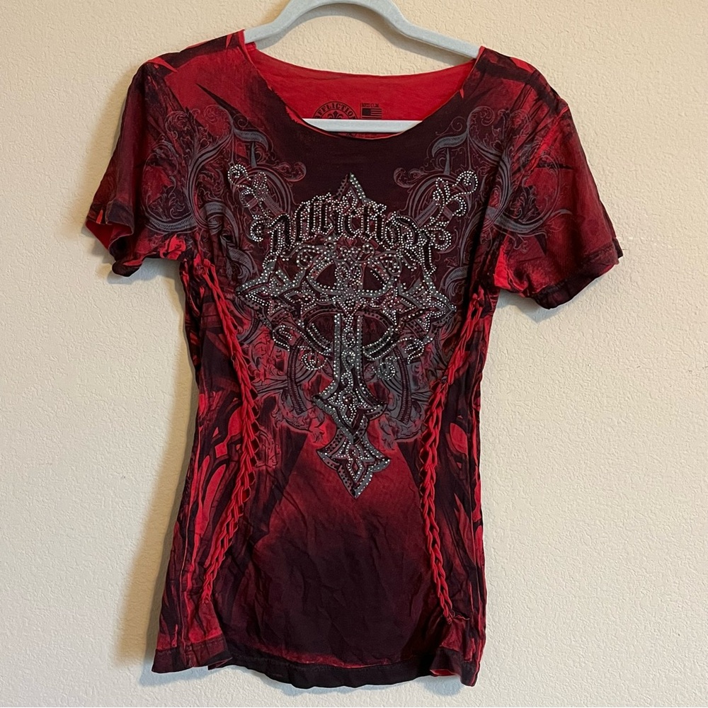 Affliction bedazzled top